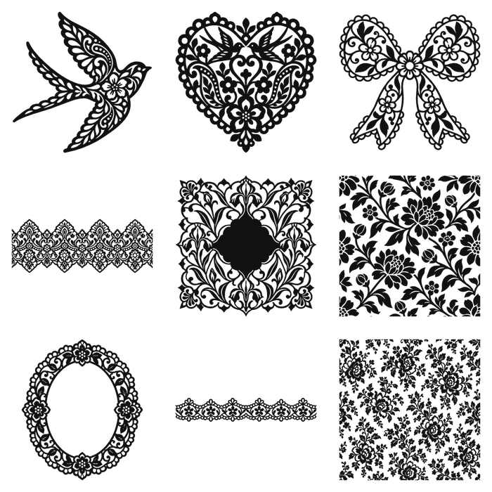 Lace designs printed in the course